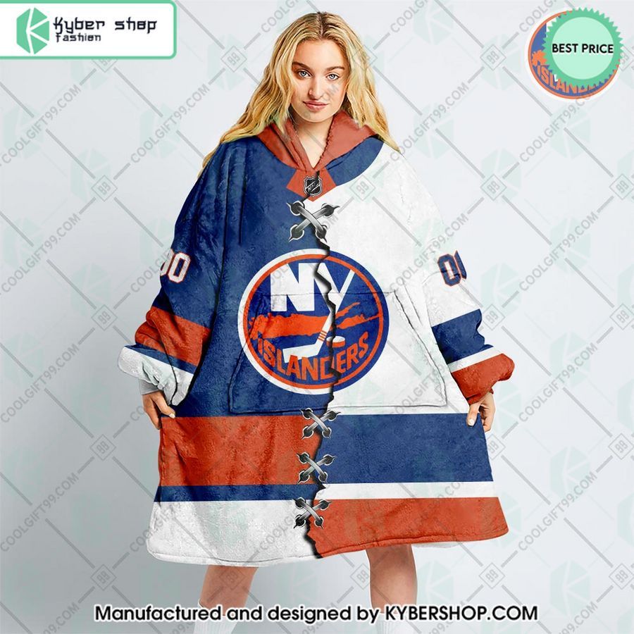 personalized nhl new york islanders mix jersey oodie blanket hoodie 1 120