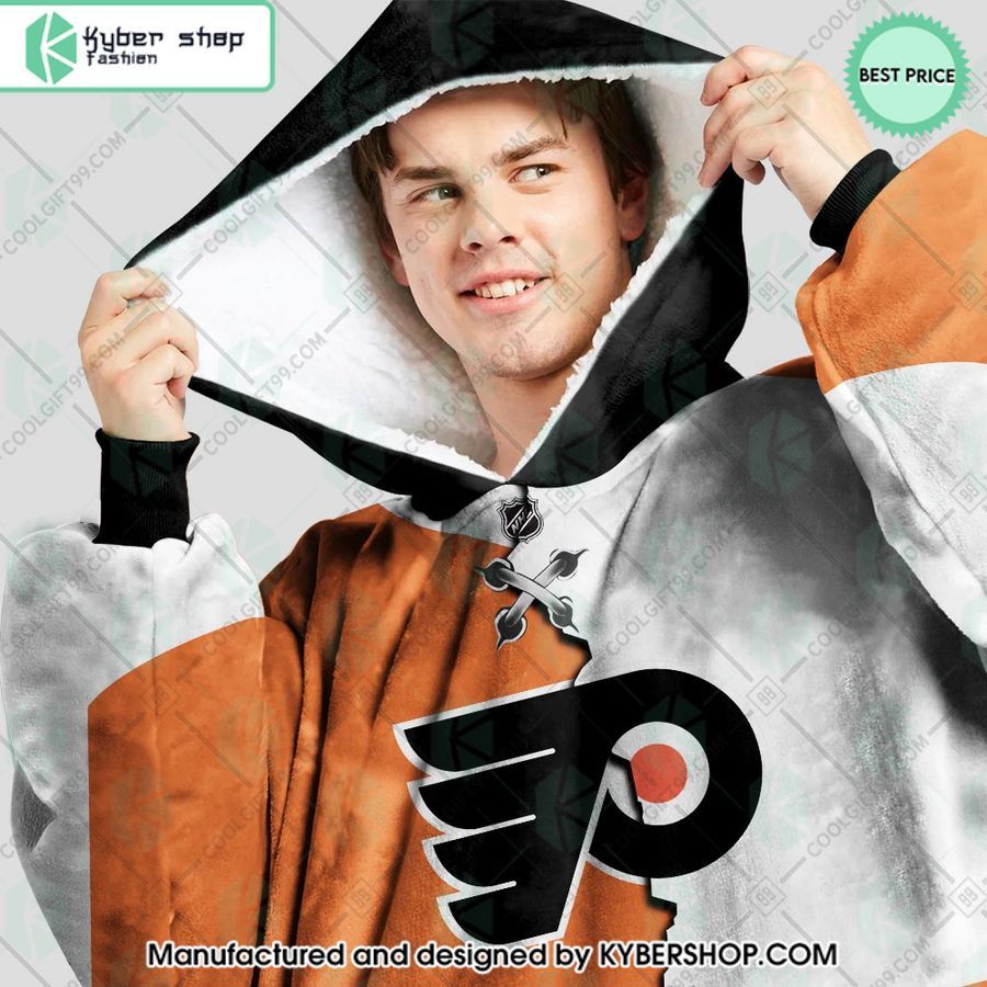 personalized nhl philadelphia flyers mix jersey oodie blanket hoodie 2 443