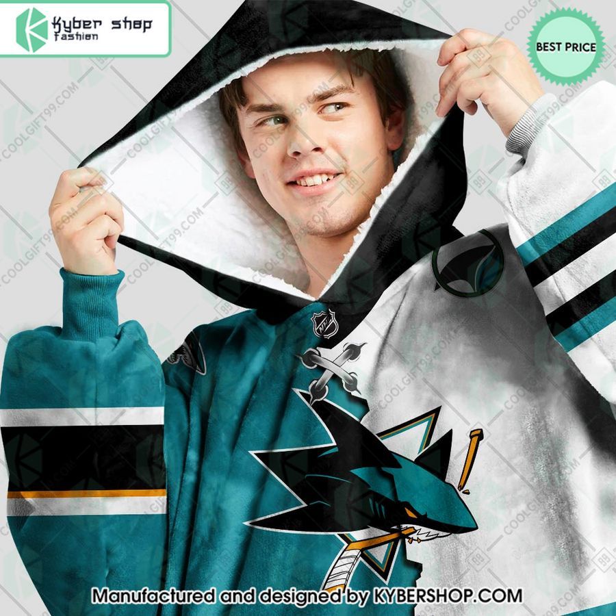 personalized nhl san jose sharks mix jersey oodie blanket hoodie 2 28