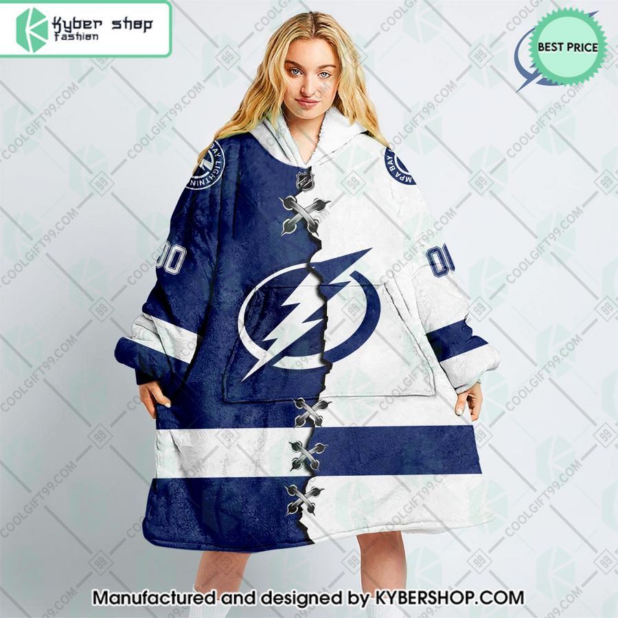 personalized nhl tampa bay lightning mix jersey oodie blanket hoodie 1 270