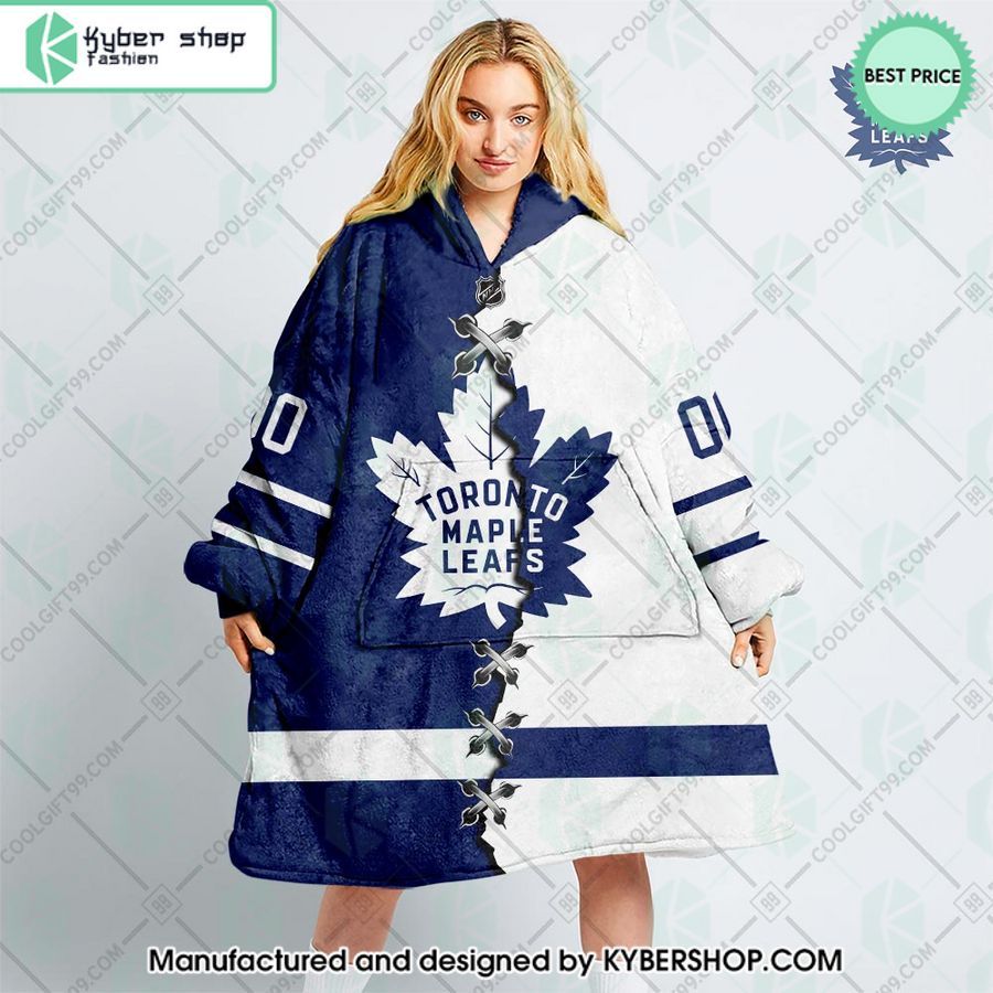 personalized nhl toronto maple leafs mix jersey oodie blanket hoodie 1 815