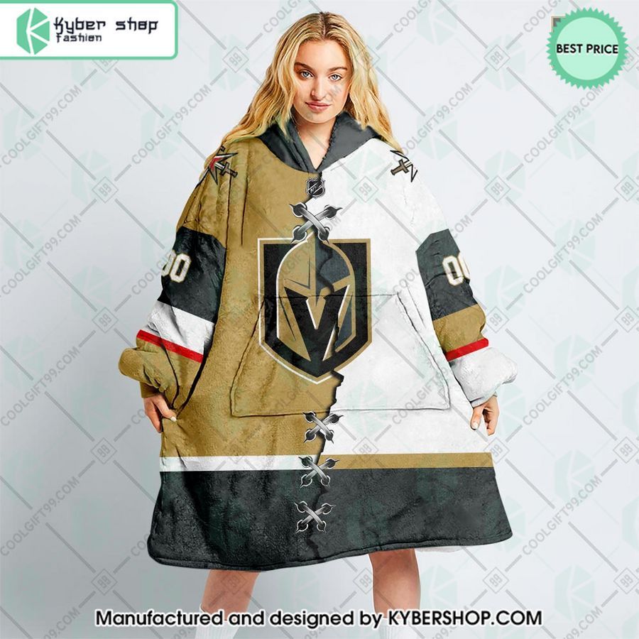 personalized nhl vegas golden knights mix jersey oodie blanket hoodie 1 374