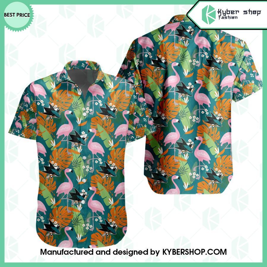 san jose sharks flamingo hawaiian shirt 1 130