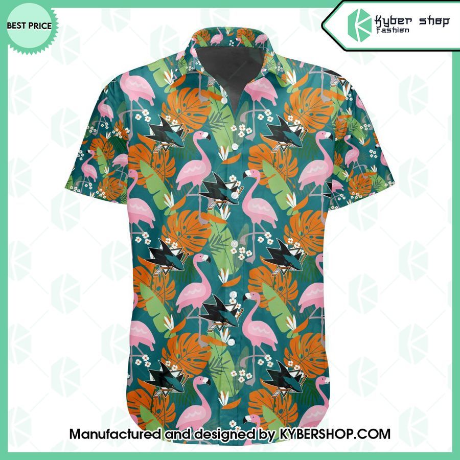 san jose sharks flamingo hawaiian shirt 2 977