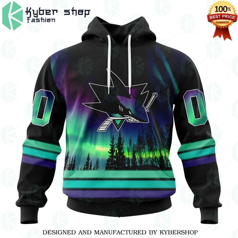 san jose sharks special design with northern lights custom shirt 1 356