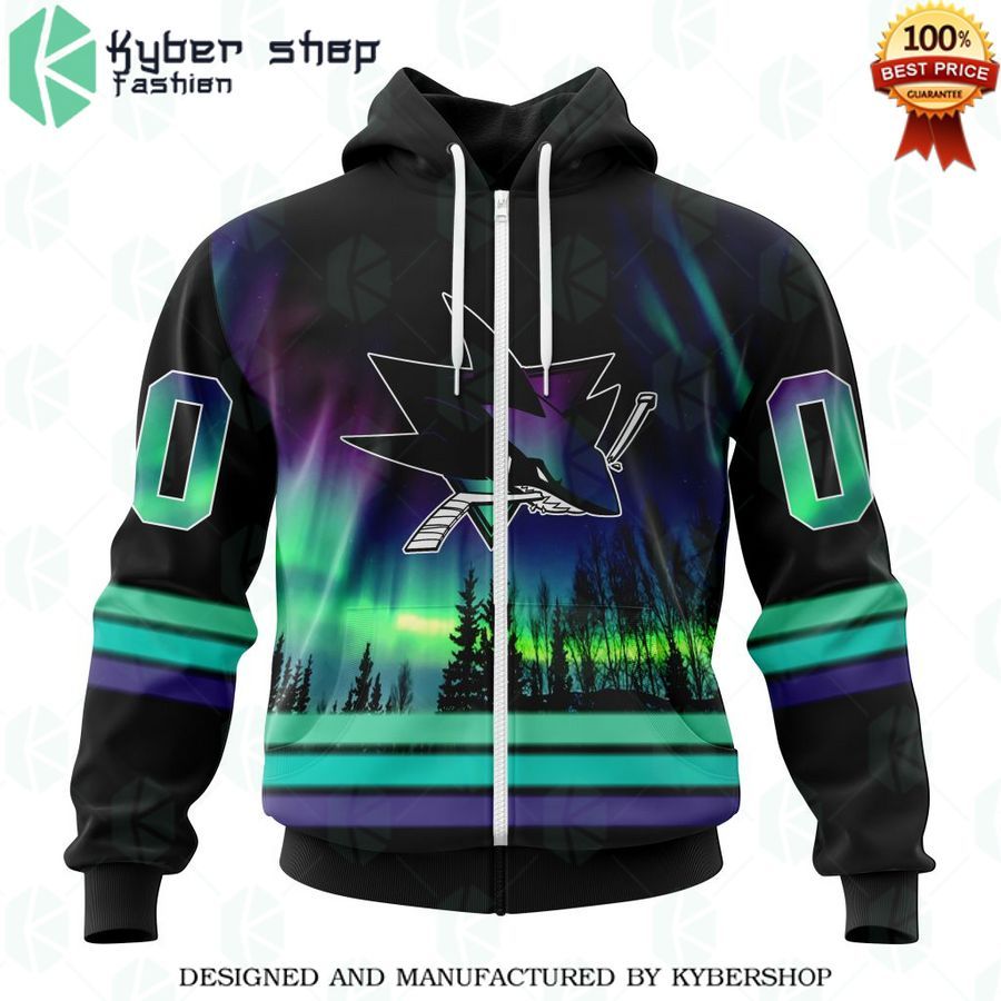 san jose sharks special design with northern lights custom shirt 2 568