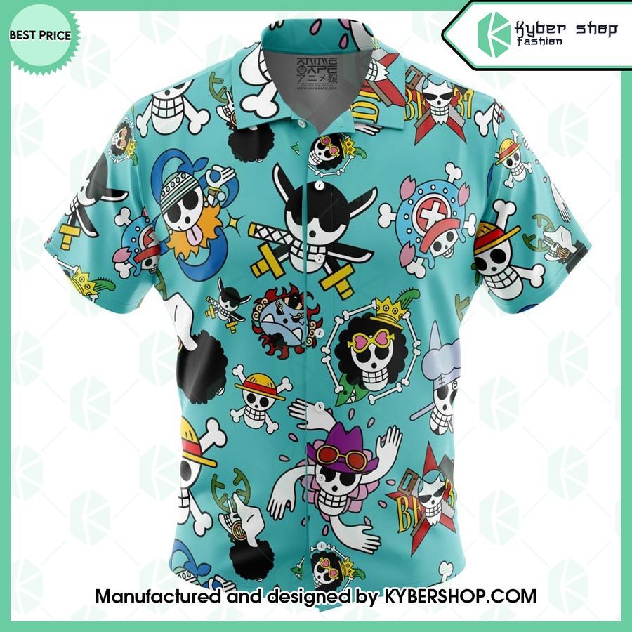 straw hats jolly roger one piece hawaiian shirt 1 206