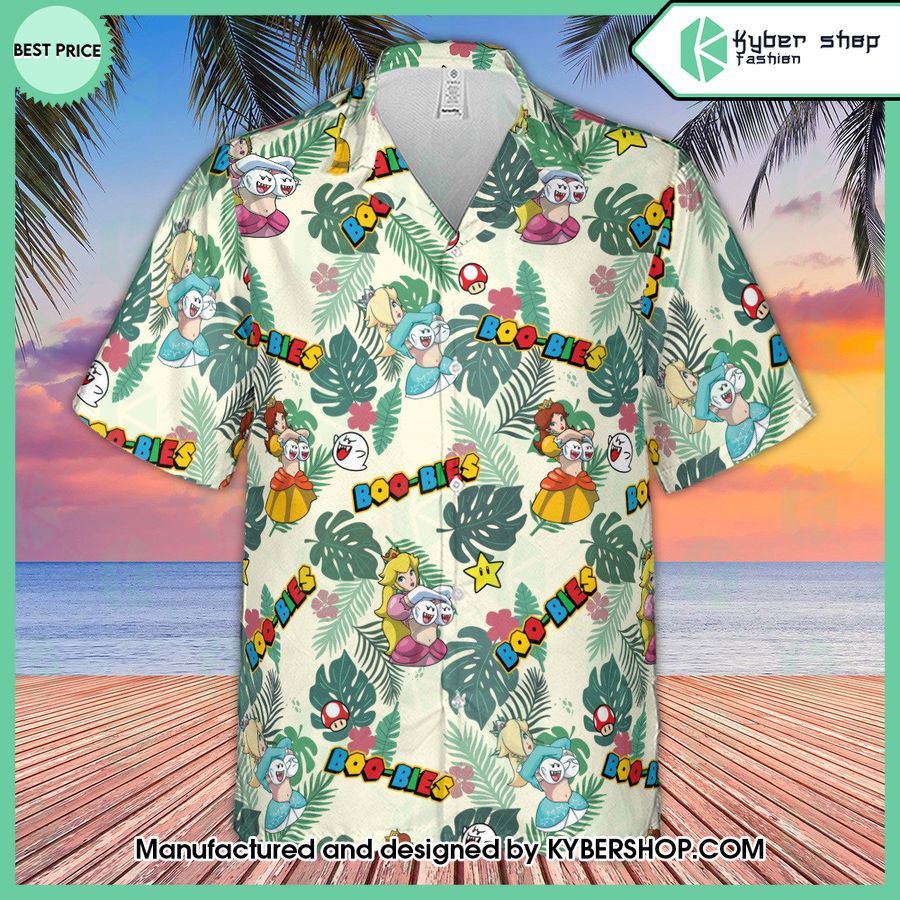 super mario boo bies pattern hawaiian shirt 2 13