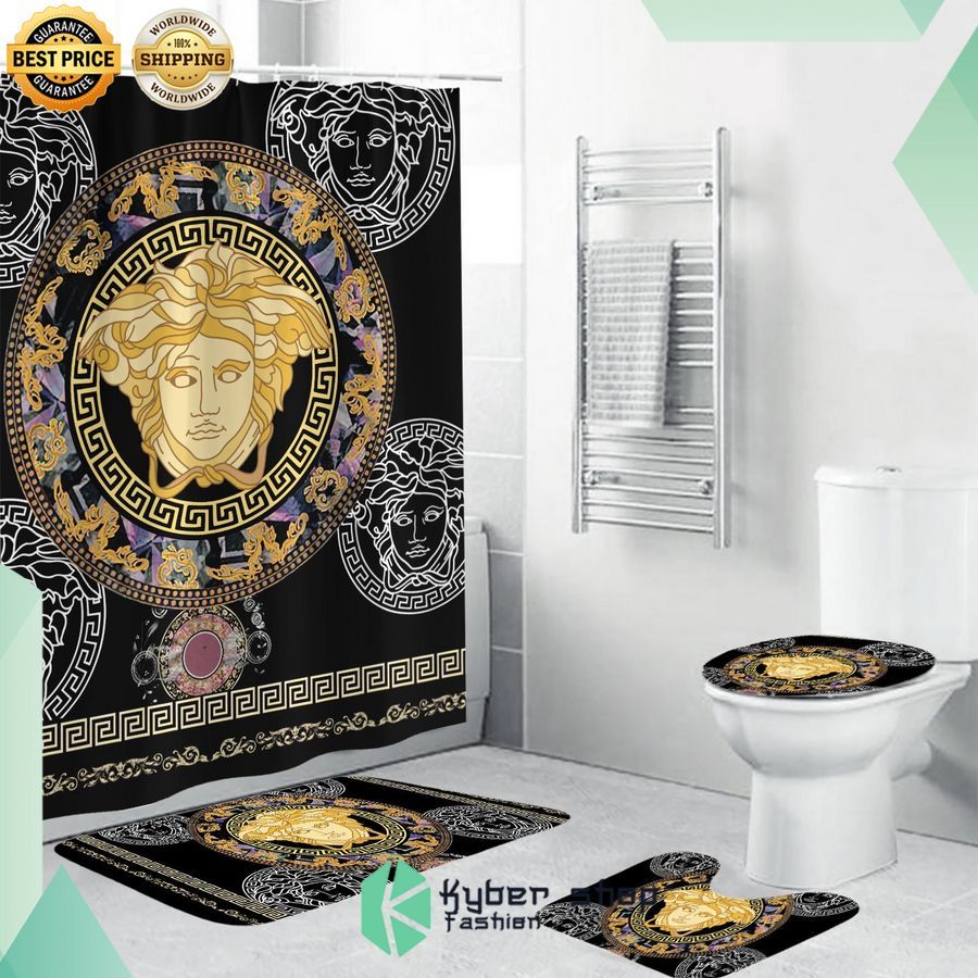 versace flower bathroom shower curtain 1 357