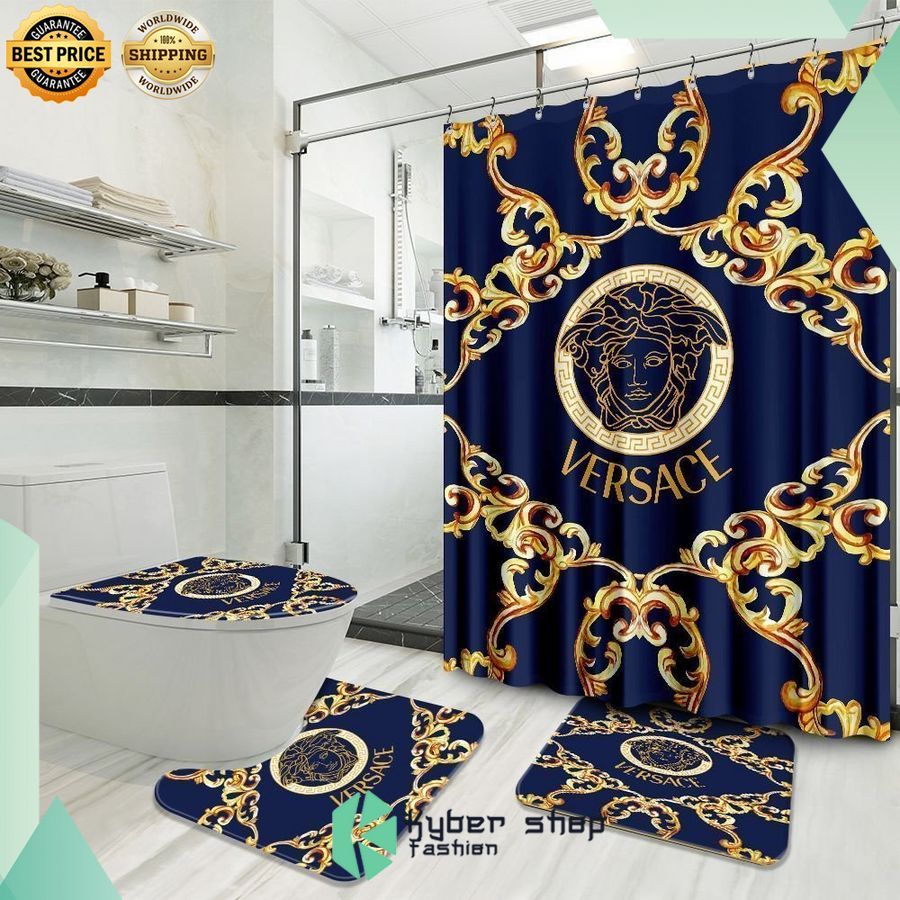 versace navy gold shower curtains 1 350