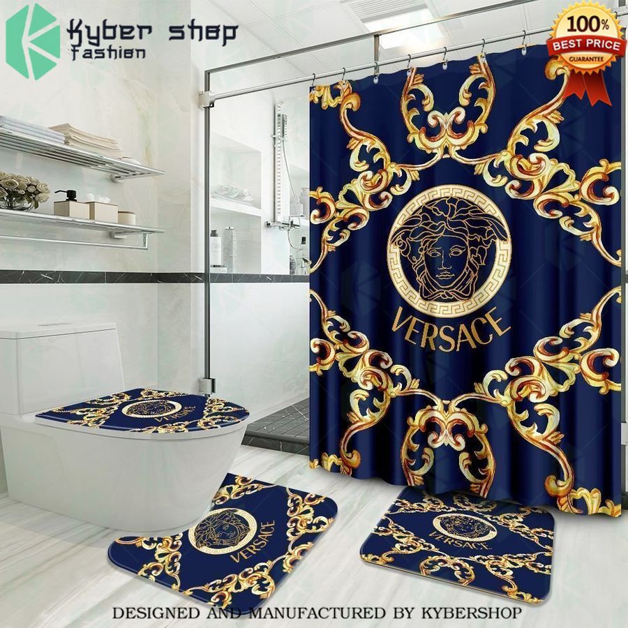 versace navy gold shower curtains 1 383