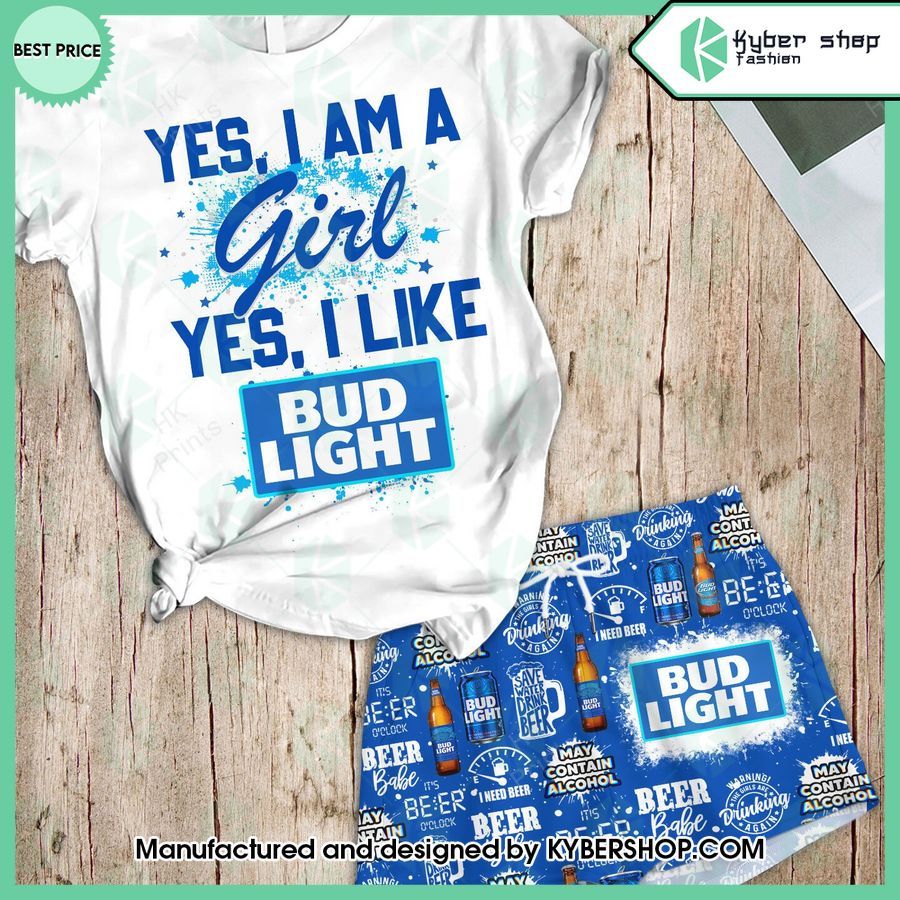 yes im a girl yes i like bud light t shirt and shorts 1 300