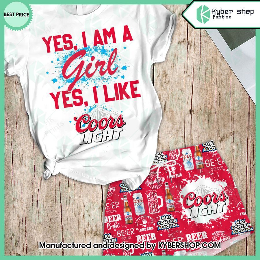 yes im a girl yes i like coors light t shirt and shorts 1 942