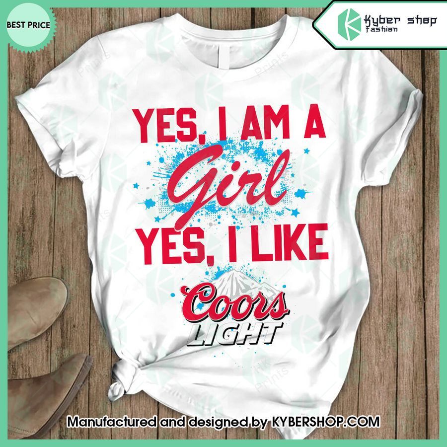 yes im a girl yes i like coors light t shirt and shorts 2 42