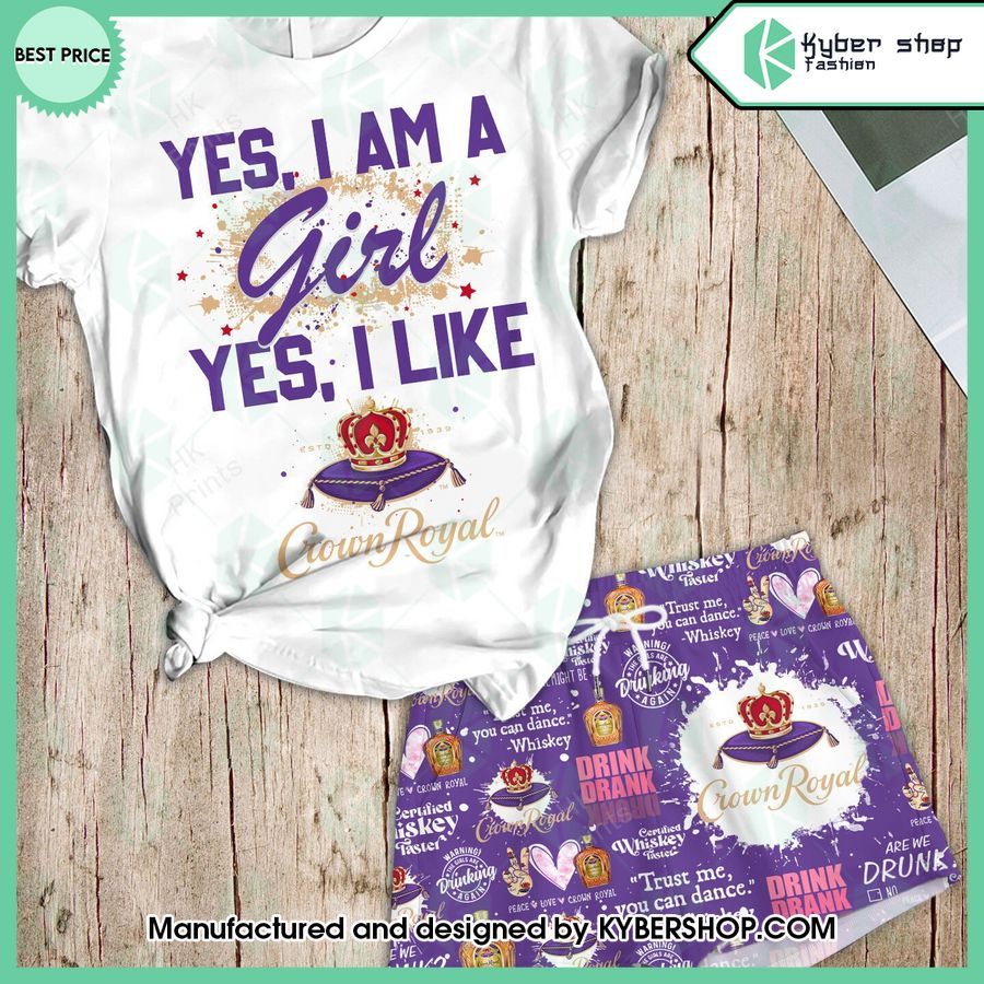 yes im a girl yes i like crown royal t shirt and shorts 1 858