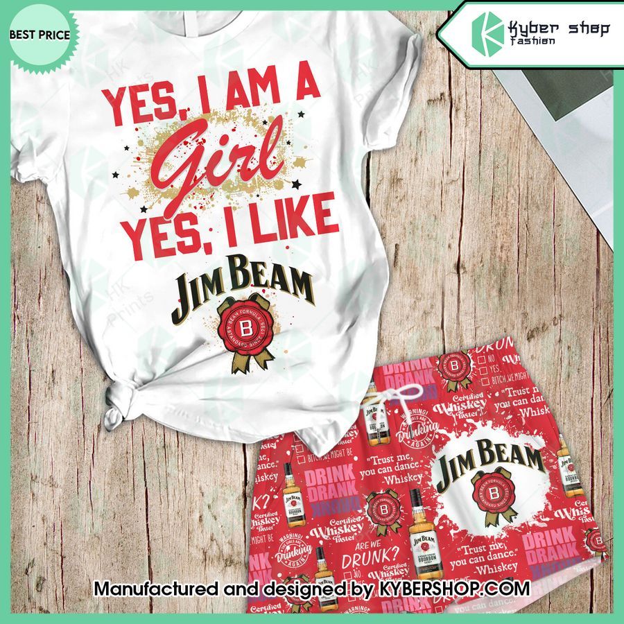 yes im a girl yes i like jim beam t shirt and shorts 1 677